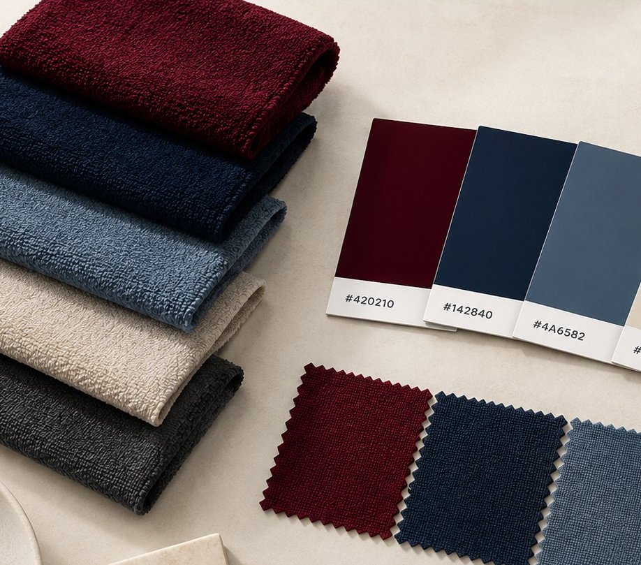 Towel colour and fabric swatches