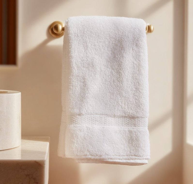 White towel on a brass rail